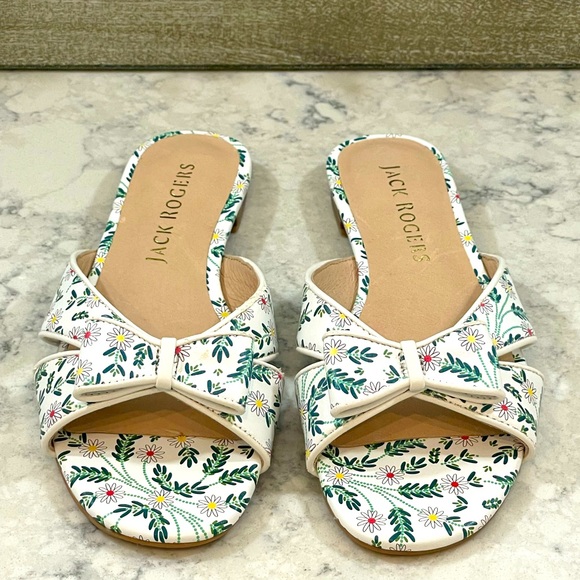 NIB Jack Rogers Gigi Bow Slide, White Daisy color, Size 7.5 - Picture 2 of 7